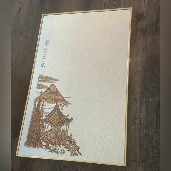 Other - 1960’s Hollywood Regency Mirror 34 X 23 Featuring Japanese Pagoda and Mt. Fuji